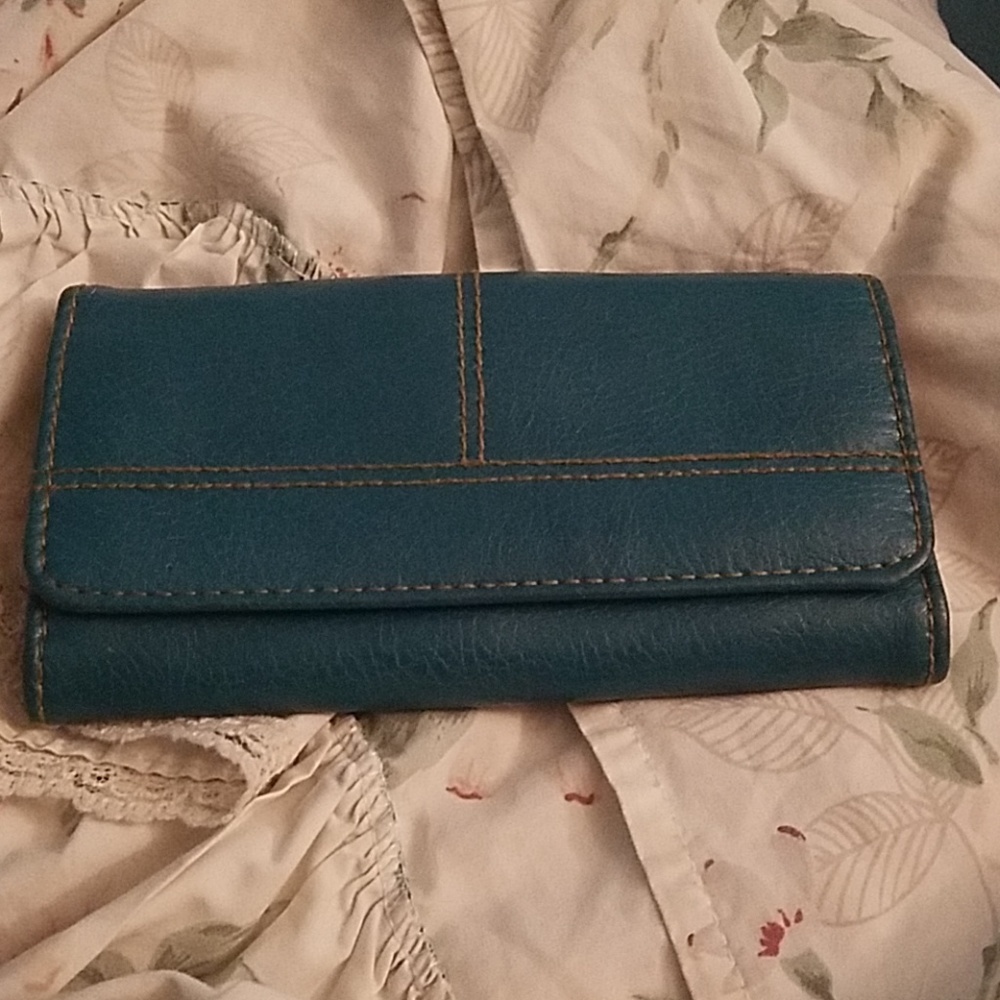 Turquoise Midsize Leather Clutch